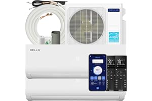 DELLA 20K BTU ODU 2 Dual Zone 9000 9000 BTU Wifi Mini Split AC Work with Alexa, Energy Star, 20 SEER2 208-230V Cools Up to 800 Sq.Ft Multi Zone Ductless Pre-Charged Heat Pump, 16ft Installation Kits