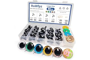 RuWfpz Glitter Safety Eyes Amigurumi Eyes for Crochet Animals 18-30mm - 4 Colors Doll Crochet Eyes with Washers, 80Pcs Plasti