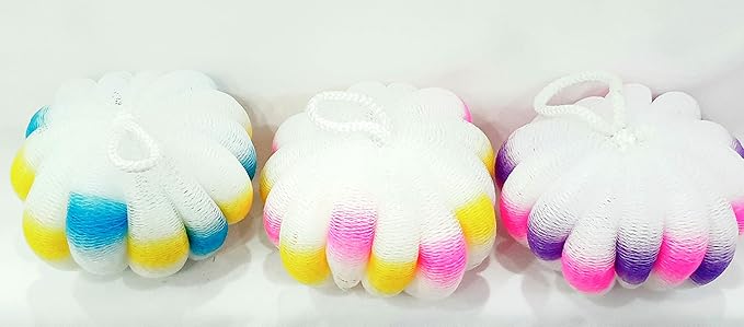 SHOPEE BRANDED Combo of 2 Big Bath Tri Layer Loofah/ Sponges / Scrubber/ Puff / Luffa/ Flannel ( ASSORTED Colors)