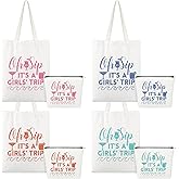 Clysee 8 Pcs Women's Trip Bags Girls Weekend Gifts 4 Makeup Bag Girls Trip Gifts 4 Weekend Tote Bag Travel Favors for Women Summer Cosmetic Zipper Pouch Wedding Birthday Bachelorette Party