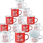 Sliner 20 Pcs Thank You Gifts 12oz Enamel Coffee Mugs Bulk with Handle, Thank You for Being Awesome Cups Employee Appreciation Gift for Teacher Coworker Friend(Red, White)