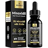 beaueli 5% Minoxidil for Men & Women Hair Growth, Beard Growth, Hair Loss Treatment, Unisex Adult, Unscented Foam, 1oz