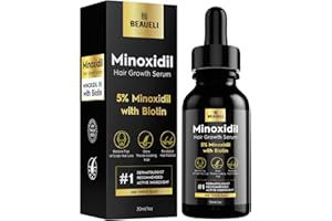 beaueli 5% Minoxidil for Men & Women Hair Growth, Beard Growth, Hair Loss Treatment, Unisex Adult, Unscented Foam, 1oz
