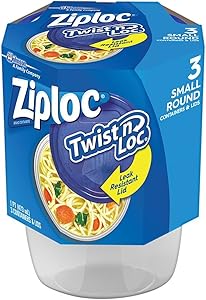 Ziploc Twist 'N Loc Containers, Small 3 Cup (Pack of 6)