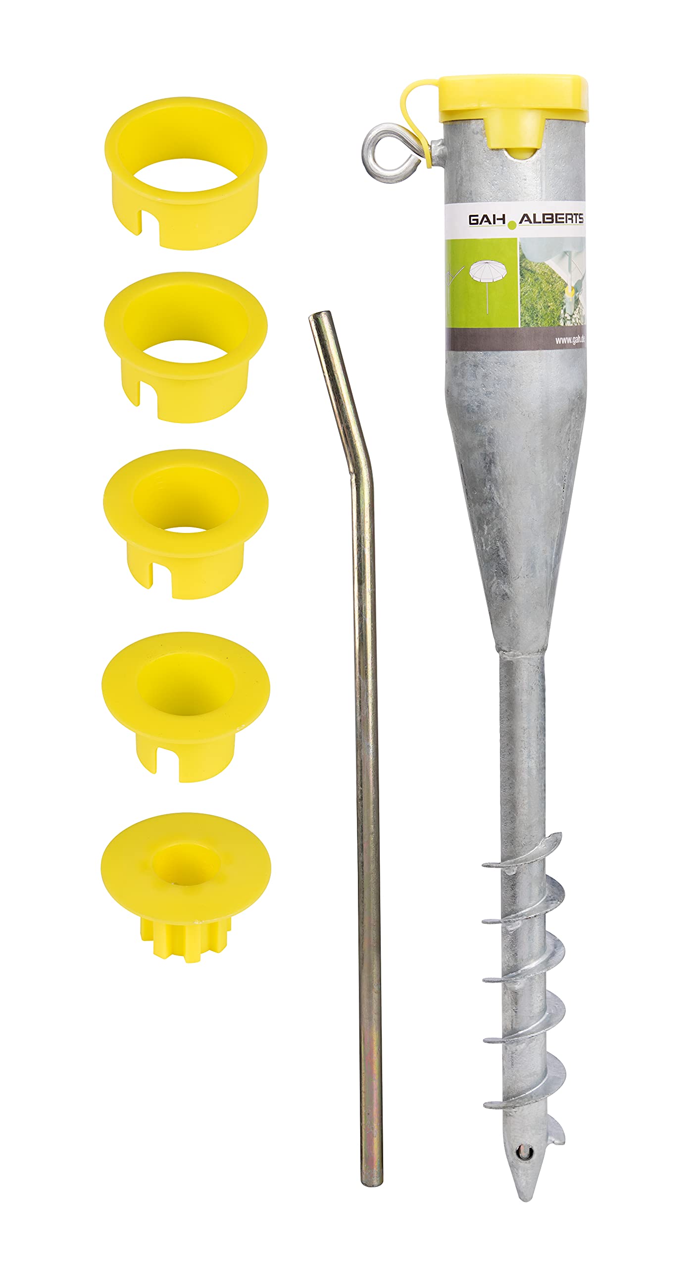 Gah-Alberts 610630 Screw-In Ground Socket for Pipe - Diameter 25-65 mm - Hot-Dip Galvanised - Total Length 560 mm