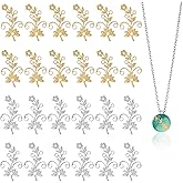 CHGCRAFT 24 pcs 2 Colors Branch Leaf Base Pendant Setting Brass Twig Blank Base Leaves Branch Pendants for DIY Necklace Jewelry Earrings Crafts Supplies, 2 Colors, 1.53x0.87x 0.02inch