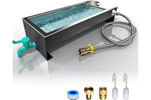 PAIAOJIA Automatic Livestock Water Trough Animal Stainless Steel Midsize Automatic Waterer with Float Valve Kit for Goat Cattle Horse Hog Pigs Dog Water Dispenser Outdoor, 22" L x8.6 W x 5.1" H,2.5 Gallons