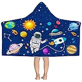 Bonsai Tree Spaceman Hooded Beach Towel for Kids, Cute Space Man Bath Towel with Hood, Boy Microfiber Super Absorbent Soft Poncho Bathrobe for Swin Pool 30" x 50”