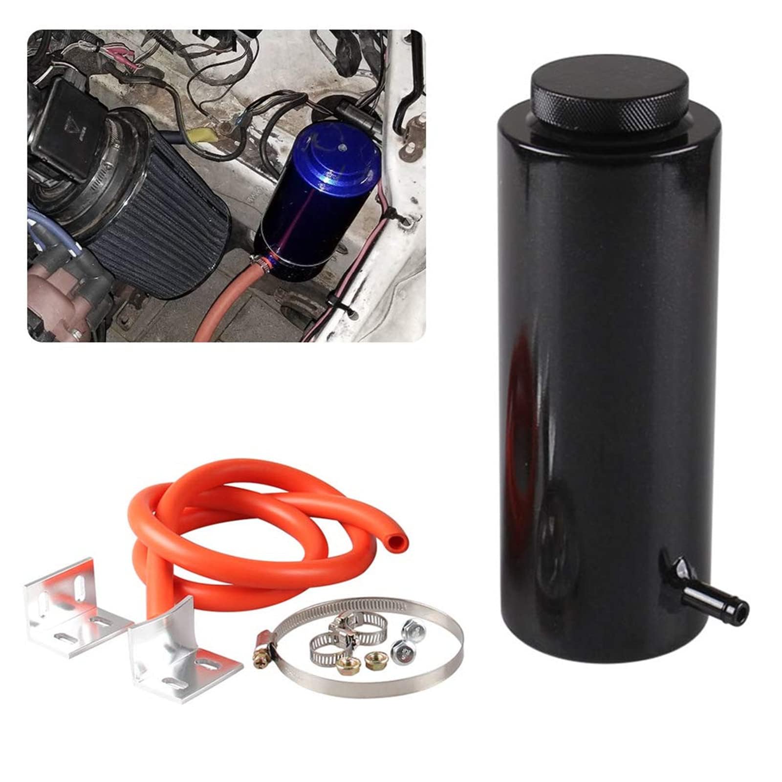 Photo 1 of RYANSTAR Universal car Radiator Coolant Tank 800ml Coolant Expansion Tank Overflow Oil Catch Tank Cooling Catch Bottle Reservoir Aluminum Billet Black
