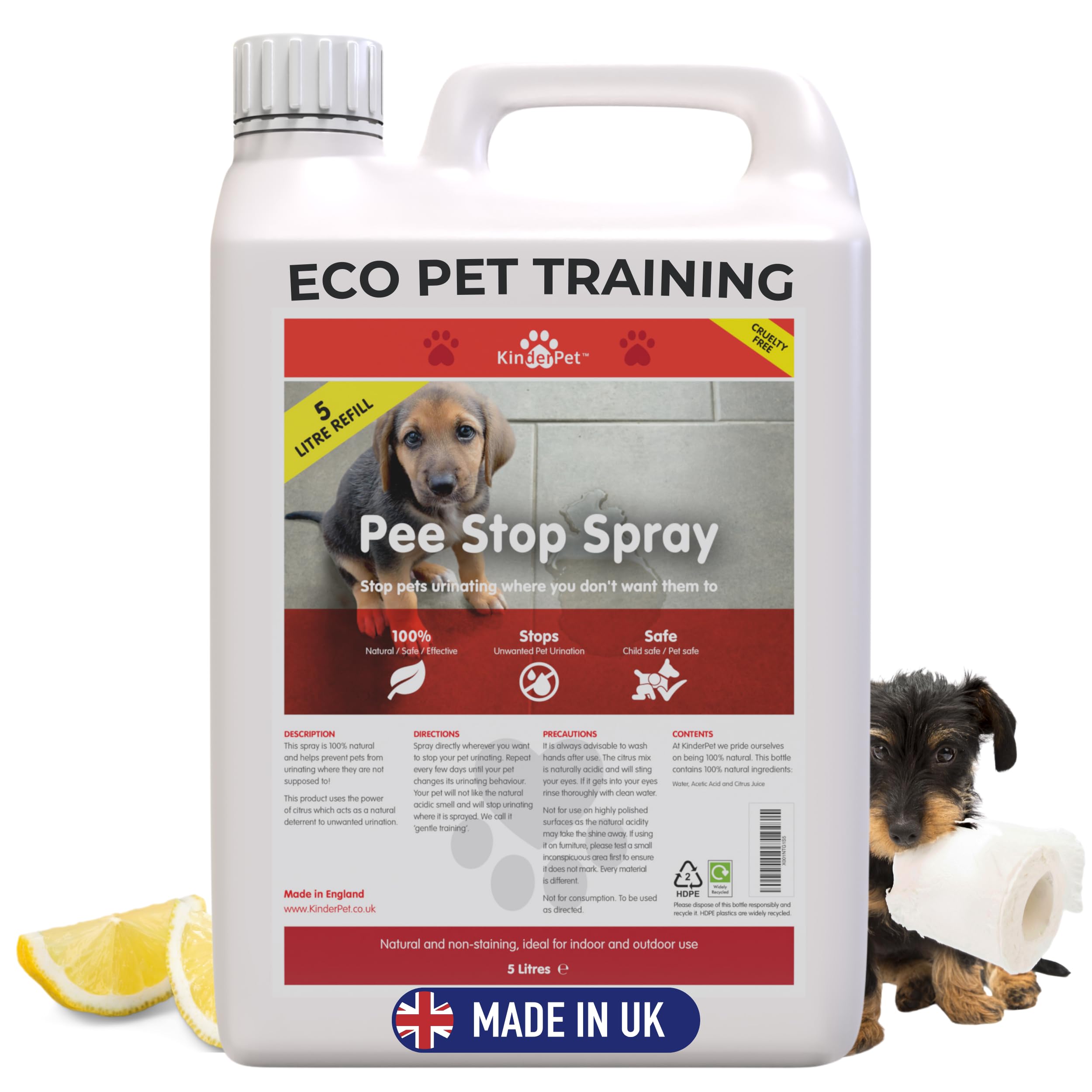 KinderPet® Pee Stop Urine Stop Big Value 5L Refill for Cat and Dog Repellent Stop Cats and Dogs Repeat Marking Indoors and Outdoors 100% Natural Enzyme Urine Destroyer
