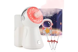 LIARTY Nano Ionic 3-in-1 Hot Mist Facial Steamer 380ml, Humidifier Facial Deep Cleaning with LED Light for Face, Home Sauna Spa Sprayer (Silver)