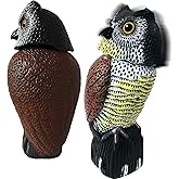 GiftExpress 16" Large Owl Decoy with Rotating Head – Realistic Garden Statue Bird & Squirrel Deterrent, Life-Size Predator Scarecrow for Outdoor Yard & Garden Protection