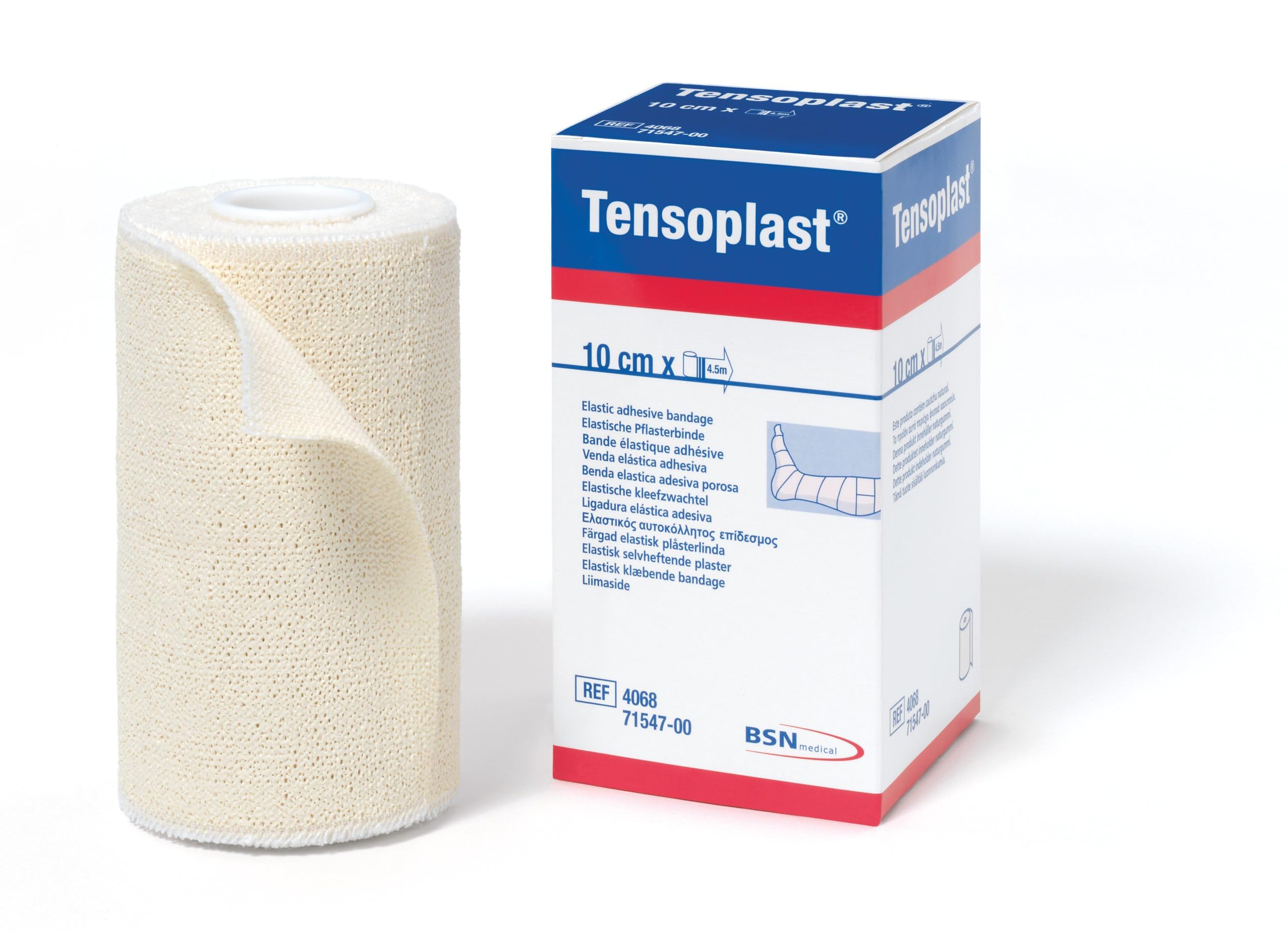 Tensoplast Elastic Adhesive Bandage, EAB Tape for Firm Compression, with Medium Support for Joints, 10 cm x 4.5 m, Cream, 1 Roll