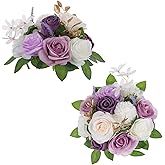 BLOSMON Artificial Flowers Ball Wedding Centerpieces 2 Pcs Lilac Rose Artificial Flower Center Pieces Decoration for Table Silk Kissing Ball Faux Floral Bouquet Arrangements for Home Party DIY Decor