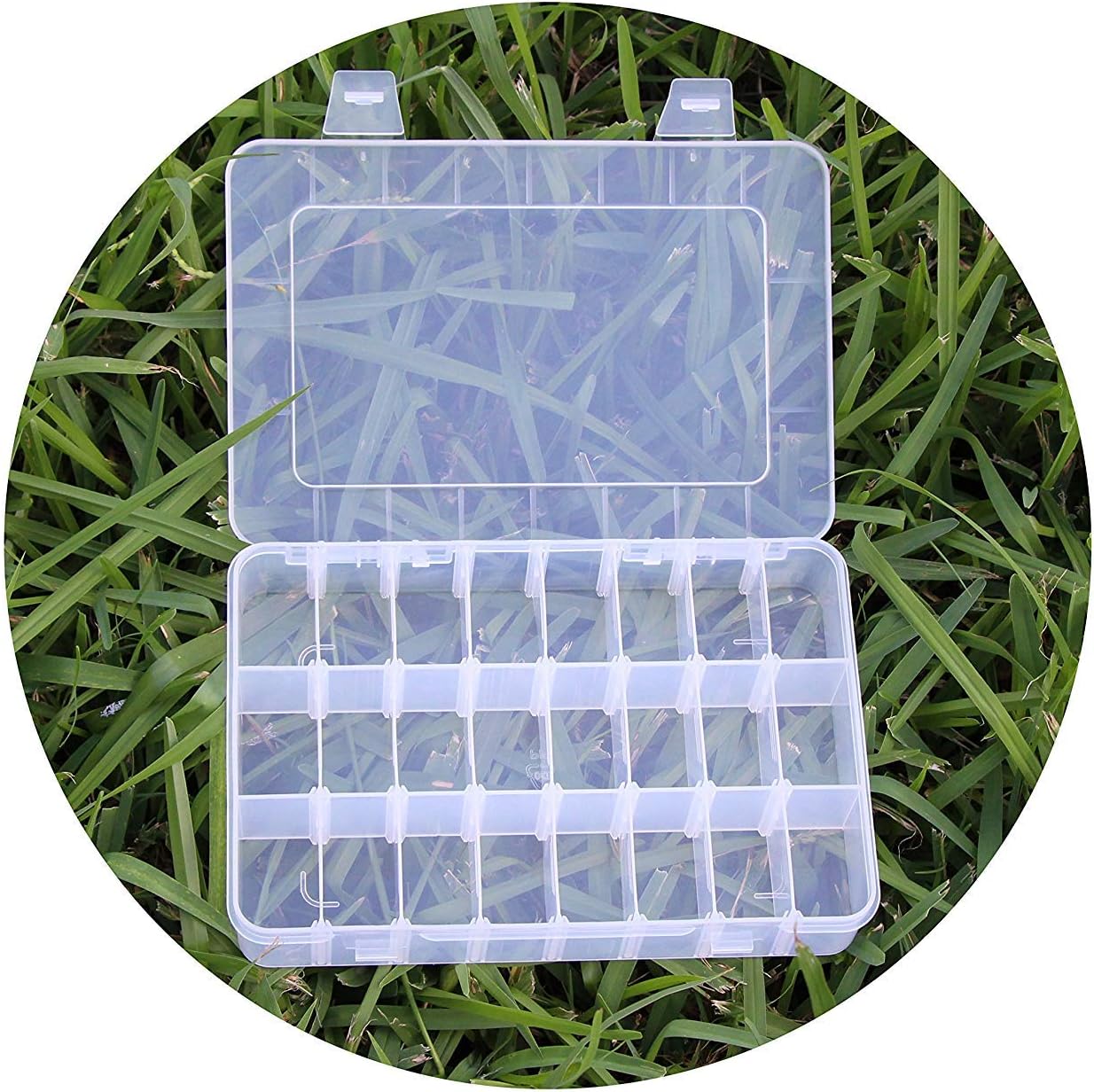 Yongcun 24 Grids Clear Plastic Box Adjustable Jewelry Box Bead Organizer Box Storage Box Container Case Pack of 1PCS 24G Medium