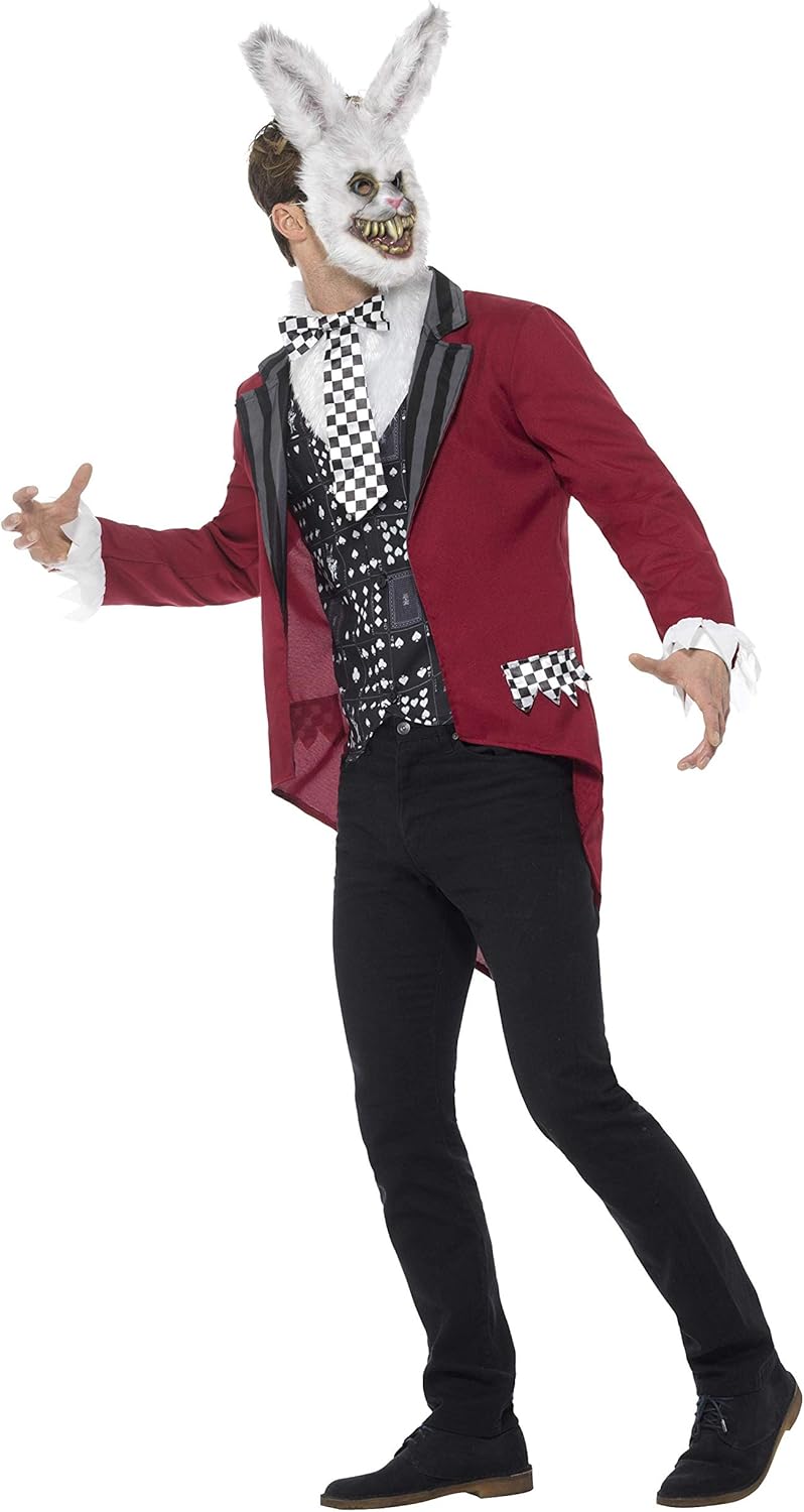 Smiffys Deluxe White Rabbit Costume, Red with Jacket, Mock Shirt, EVA Mask & Pocket Watch - Image 3