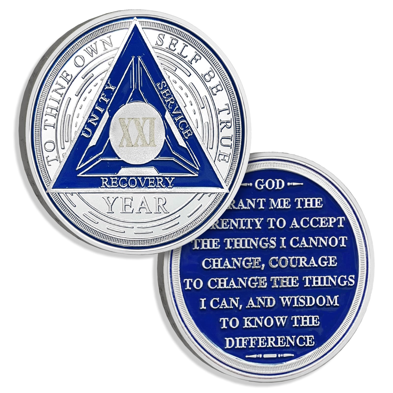 21 Years Sobriety Chips AA Coin Alcoholics Anonymous Medallion Sobriety Gifts for Men Women Recovery Chip Anniversary Token