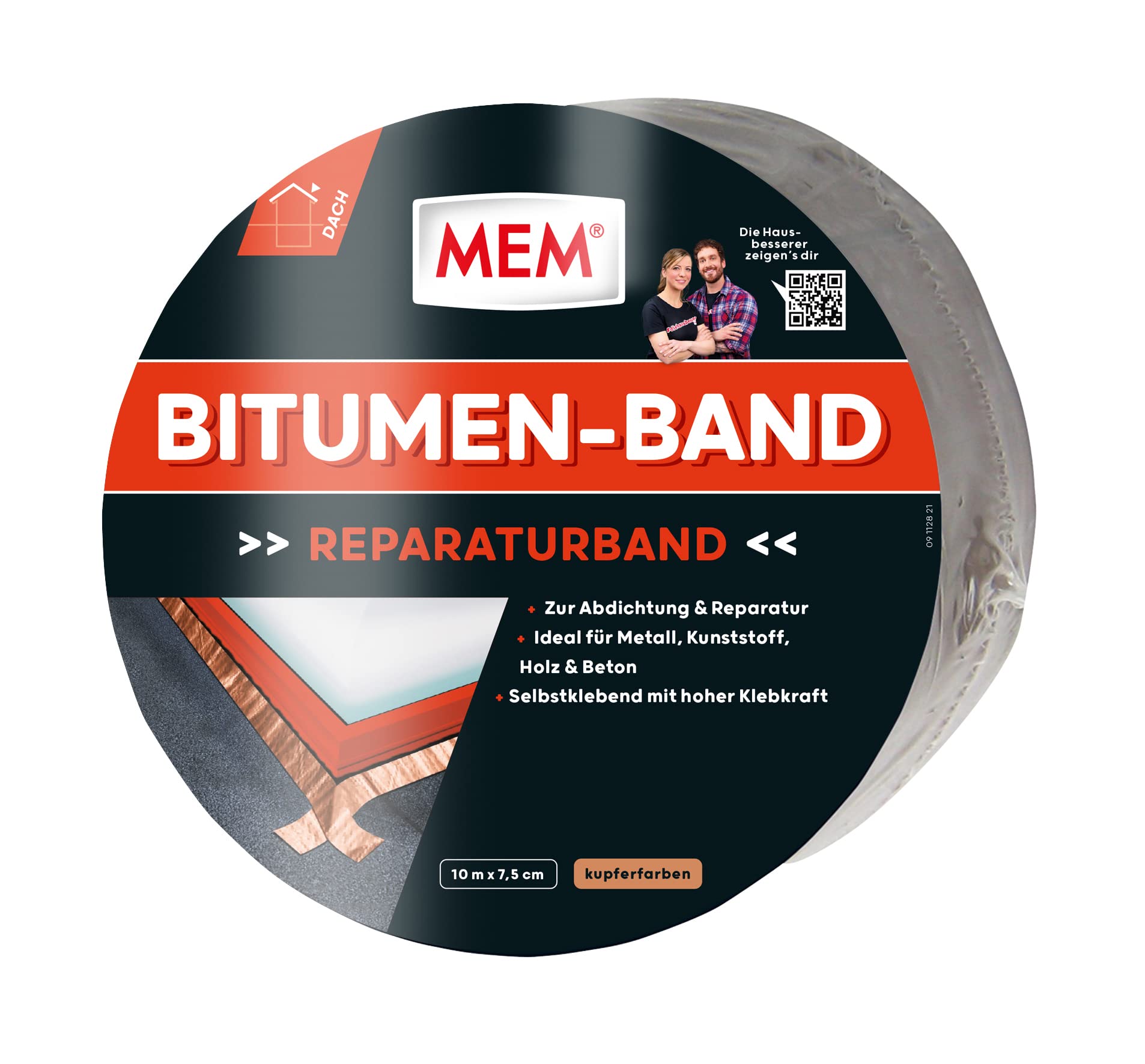 MEM Bitumen Tape Self Adhesive Sealing Tape UV Resistant Protective Film 1.5mm Thickness 7.5cm x 10m Copper