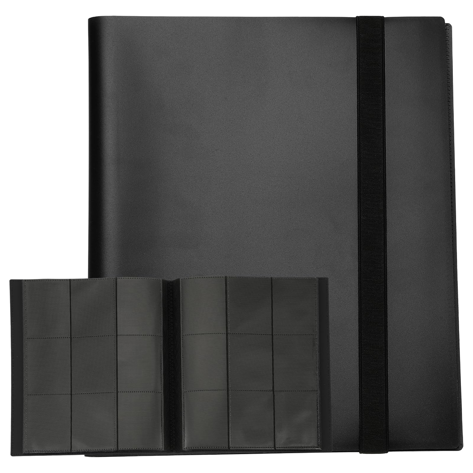sourcing map 9 Pocket Trading Card Binder, PU Cover Card Collection Binder 540 Side Loading Card Binder Card Album Folder for TCG, Game Cards, Sports Cards(Black)