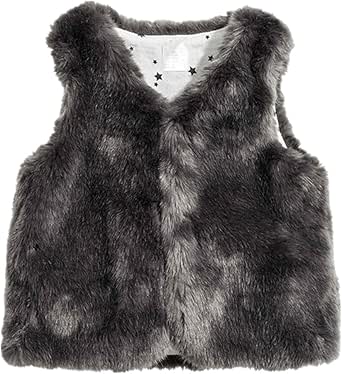 Amazon Com Ljyh Children Dark Gray Faux Fur Vest Spring Autumn Winter Thick Fox For Girls Outerwear Clothing