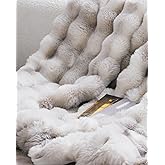 Faux Rabbit Fur Blanket, Soft Plush Bubble Throw Blanket for Couch Bed, Thick Cozy Fuzzy Luxury Minky Blanket, Choice for Women & Home Decor