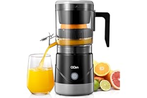 QCen Electric Citrus Juicer, Portable Orange Squeezer for Orange, Lemon, Grapefruit, One Touch Operation, Easy to Use and Clean, Electric Orange Juicer with Cleaning Brush (Black)