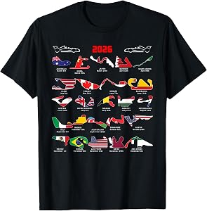 Racing Car 2026 Calendar Circuit Schedule Motorsport Race Tees T Shirts for Men Women