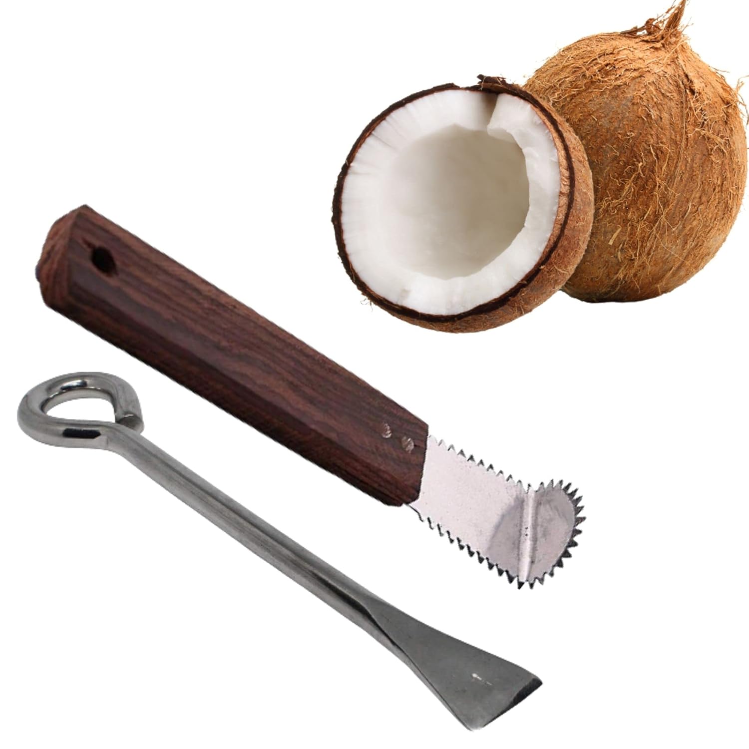 Buy Coconut Opener Steel Rod Wood Coconut Scrapper Vintage Kitchen Tool