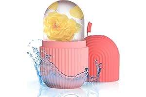 AQUUAERA Ice Roller for Face and Eye，Ice Cube Roller Massager for Skin Women Care Tools, Naturally Conditioning De-Puff Eye Bags, Reduce Migraine Pain， Reusable Massage Silicone Ice Mold （Pink）