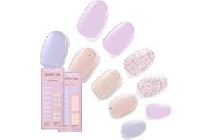 Dashing Diva Gloss Nail Strips Bundle - The Pastel Collection- Fairytale Moment & Down Down Daisy - UV Free, Chip Resistant, Long Lasting Gel Stickers - Contains 2 Sets