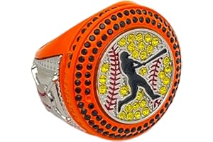 GENERIC Discount Sports Rings, Softball Batter FINALIST RING — Player Award, assorted colors and gemstones (Orange)