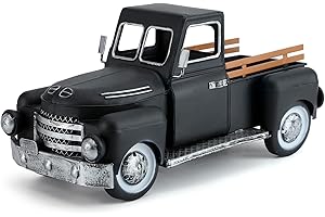 FLHJYF Farmhouse Black Truck Decor, Vintage Metal Trucks Decoration, Home Decorative Truck, Rustic Farm Garden Pickup Truck Planter. Shelf Centerpiece Table Decorations & Car Model Gifts