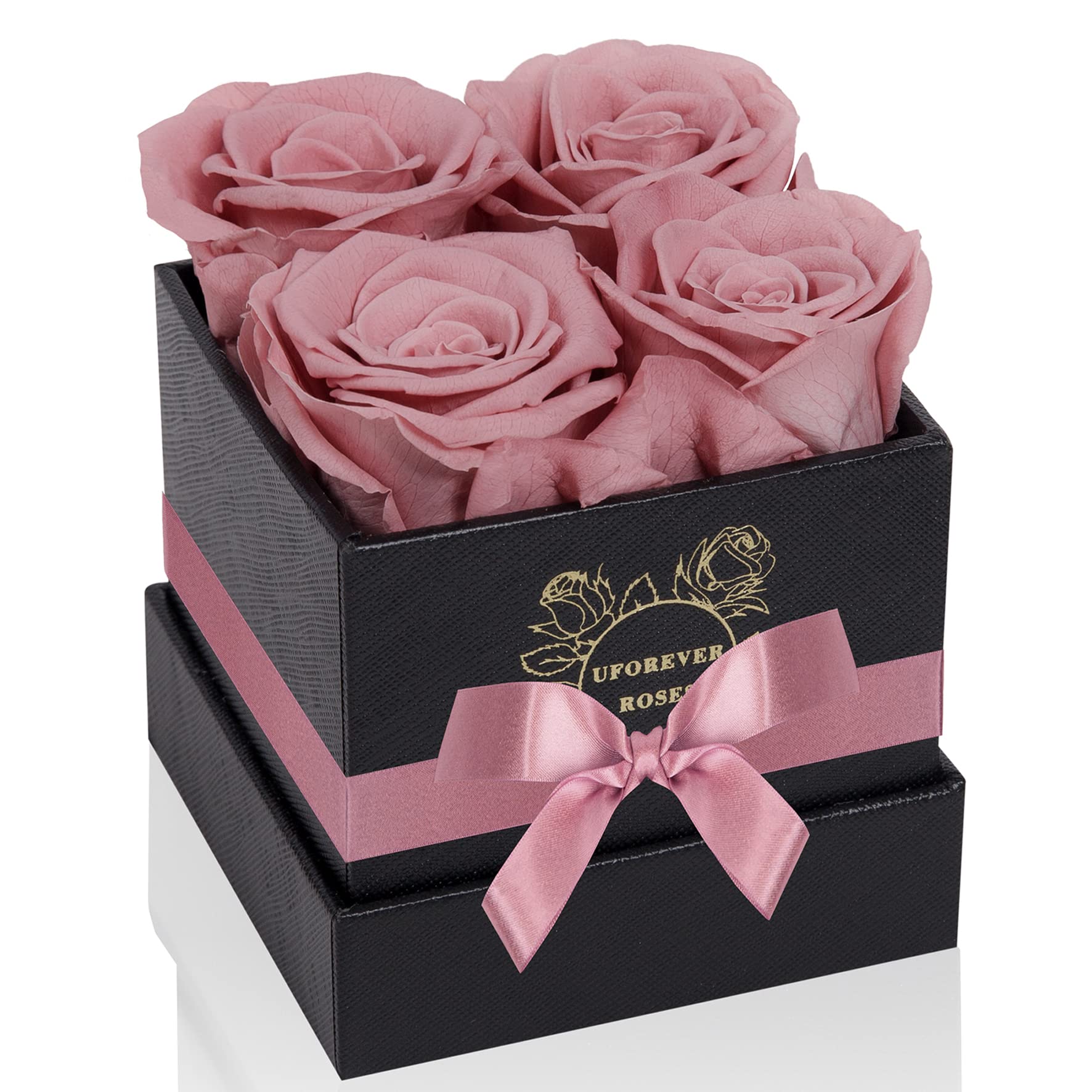 Photo 1 of *MINOR DAMAGE - Box has minor damage*
UFOREVER ROSES 4-Piece Preserved Roses in a Box, Preserved Flowers, Roses Gift for Her, Dusty Pink