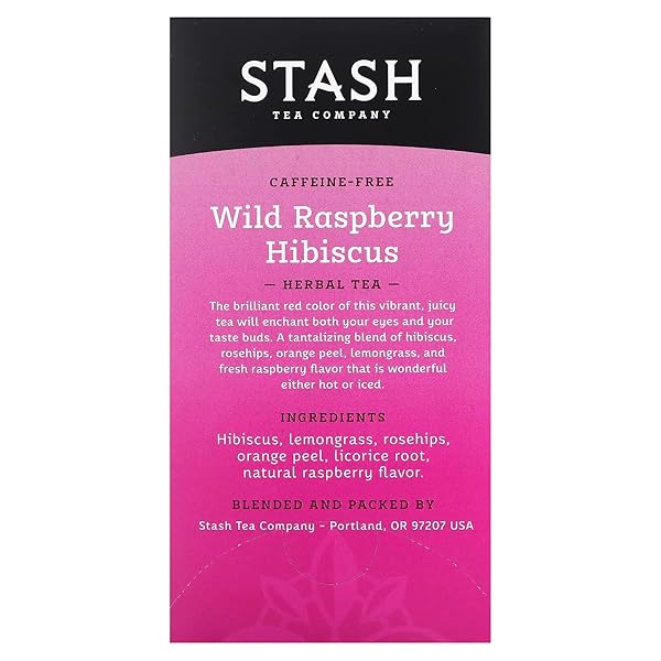 STASH PREMIUM WILD RASPBERRY HIBISCUS CAFFEINE FREE TEA BAGS, 20-COUNT BOX