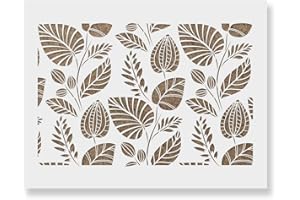 STENCIL REVOLUTION Scandinavian Palm Leaves Pattern Wall Stencil - DIY Wallpaper Alternative - Scandinavian Stencil, Palm Stencil, Leaves Stencil, Stencil for The Wall