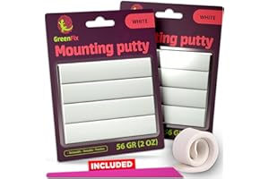 GreenFix 2 Pack Adhesive Putty 2oz - White Mounting Putty Removable - Sticky Tack for Wall Hanging - Poster Tacky Putty for Picture Hanging Collectibles Crafting