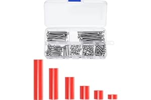 Zonon 150 Pieces Outlet Spacers Electrical Extender Kit 60 Pcs Outlet Screw Spacers and 90 Pcs 6-32 Thread Round Head Screws for Household and Industrial Electricity, 6 Lengths(Red)