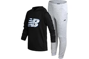 New Balance Boys' Active Sweatsuit - 2 Piece Waffle Knit Hoodie Sweatshirt and Sweatpants - Jogger Pants Set for Boys, 8-16