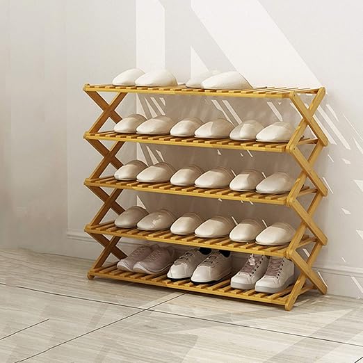 Nuomeisi Shoe Rack,5 Layer Foldable Bamboo