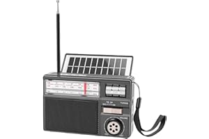 Heayzoki Portable Radio AM FM SW, Retro Solar Radio with 1200mAh Rechargeable Battery, Type C Charging, Lightweight Bluetooth