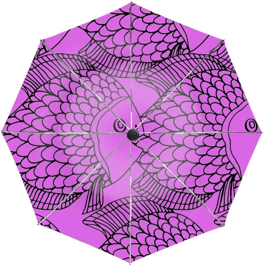 Cute Fish Travel Umbrella Reinforced Canopy, Ergonomic