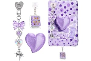 ANKUAITIAN Books Theme Charms Set for Kindle,Including Dust Plug Charm Type C/USB C,Heart Grip Holder, Bow Keychain Accessories,Compatible for Kindle Paperwhite 11th 12th Generation (Purple)