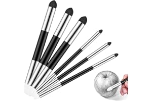 FUNTYboo 6 Pcs Artist Blending Sponge Pen, Sketch Brush 2 Sizes Double-Headed Pastel Blending Stump Pencil for Artist Profess