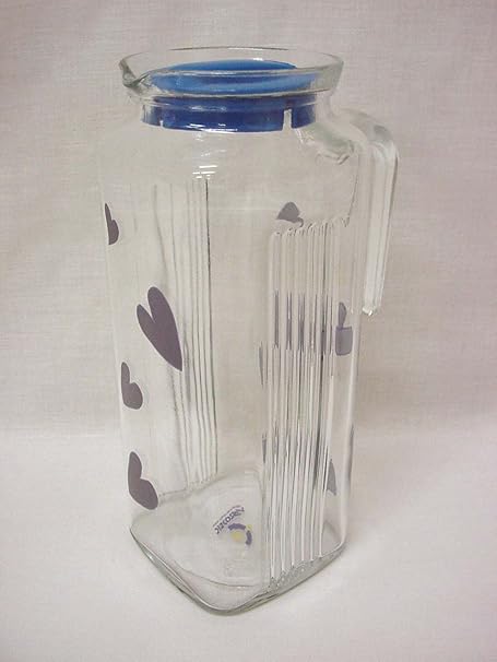 JARRA ZUMO LECHE AGUA NEVERA CRISTAL ESTRECHA TAPA AZUL 1200 ML ...