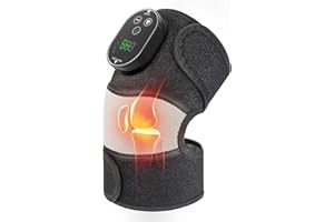 YUANBO Cordless Heated Knee Massager, FSA Eligible 3-in-1 Electric Knee Massager with Heat for Knee Heating Pad Elbow Shoulder Pain Relief Wrap with 3 Vibration & 6 Heating Modes
