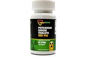 ThyroShield Potassium Iodide Tablets - 130mg Iodine Tablets for Radiation Exposure | Nuclear Fallout Pills (300 Count (Pack of 1) (30 Count (Pack of 1), 30, Count)