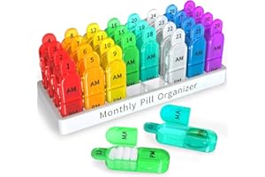 Zoksi Monthly Pill Organizer 2 Times a Day, 30 Day Pill Box Organizer Am Pm, Daily Pill Case with 32 Large Compartments for Each Day, Portable Travel Pill Container for Vitamins and Medicine