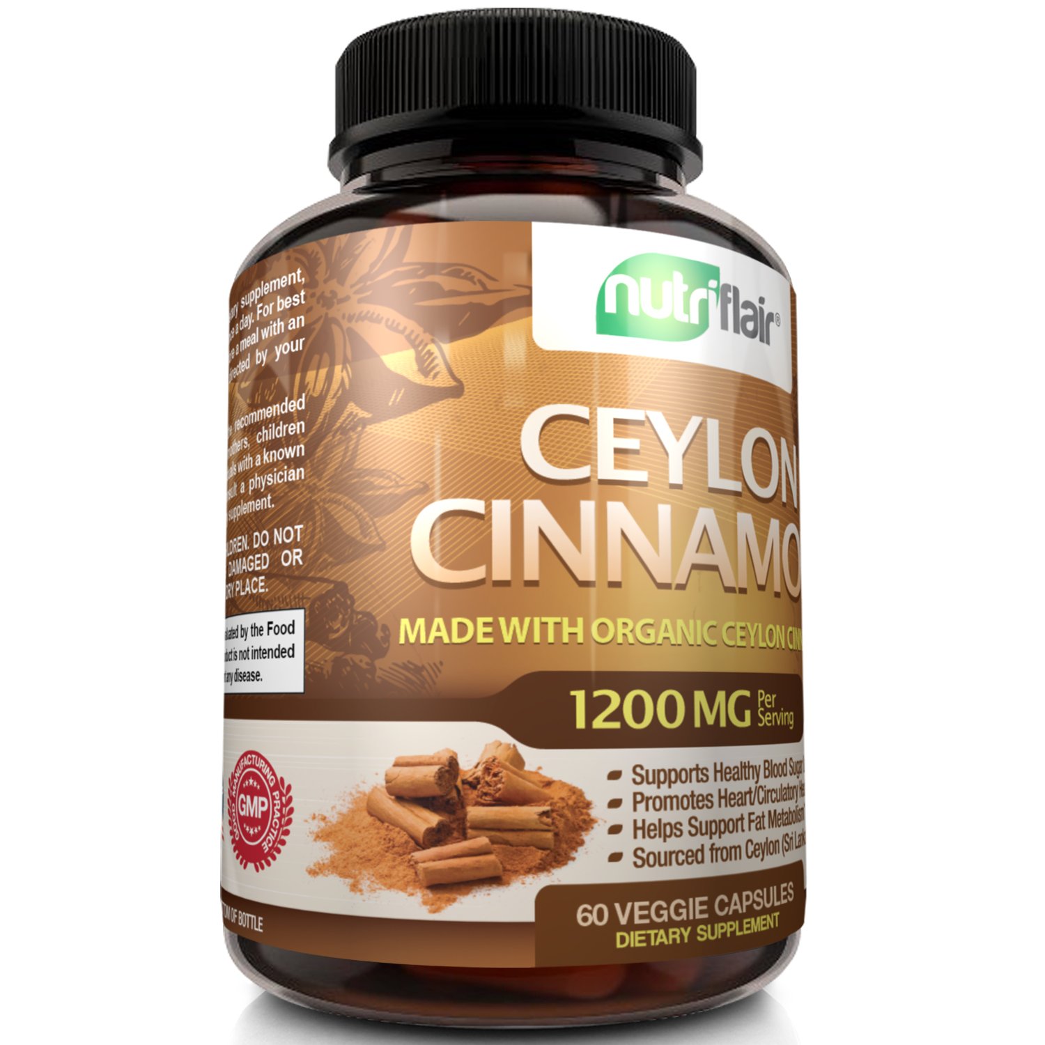 NutriFlair Ceylon Cinnamon (made with Organic Ceylon Cinnamon) 1200mg