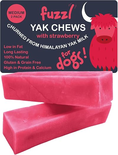 Fuzzl Yak Chews for Dogs 2 Pack 140g Strawberry Premium Natural