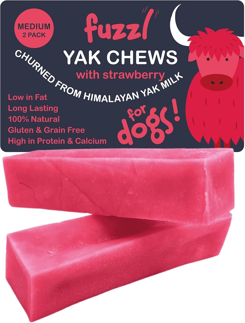 Fuzzl Yak Chews for Dogs 2 Pack 140g Strawberry Premium Natural